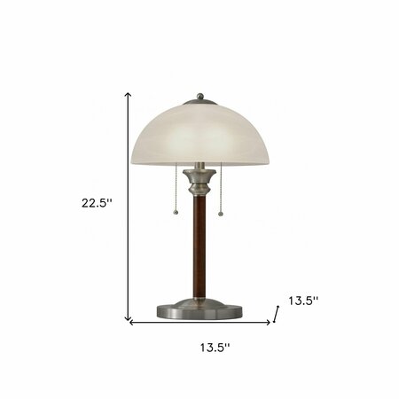 Homeroots Walnut Metal Table Lamp13.5 x 13.5 x 22.5 in. 372657